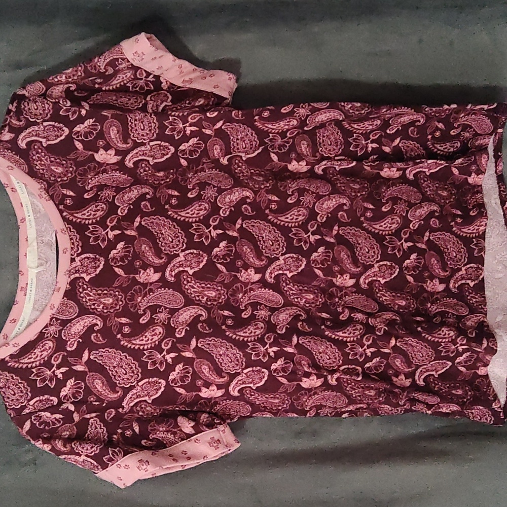 Lucky Brand Pink Paisley Short Sleeve Tee